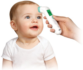 baby with thermometer